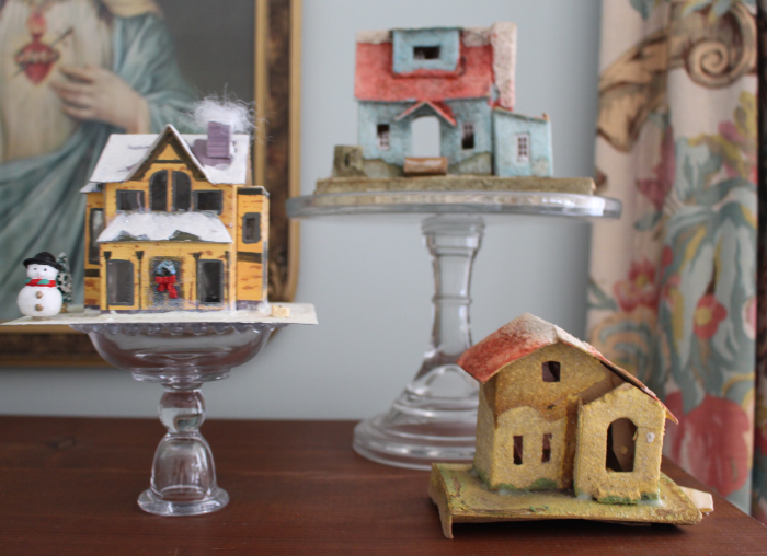 Decorating with Vintage Putz houses from Vintage American Home.com