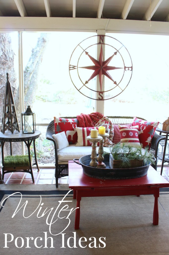 Winter Porch Ideas with large compass rose