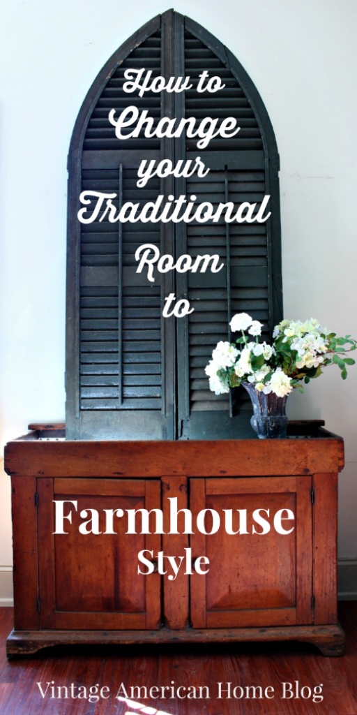 Do you love the new Rustic Farmhouse look on TV? Do you want to renovate your own Fixer? Are your rooms mainly traditional? Here is how I changed my traditional look room to a new style Farmhouse look without starting from scratch! Get the fixer upper look.