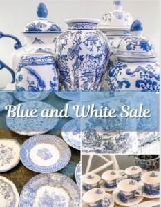 Blue and white Chinoiserie, grand millennial vintage and antique for sale