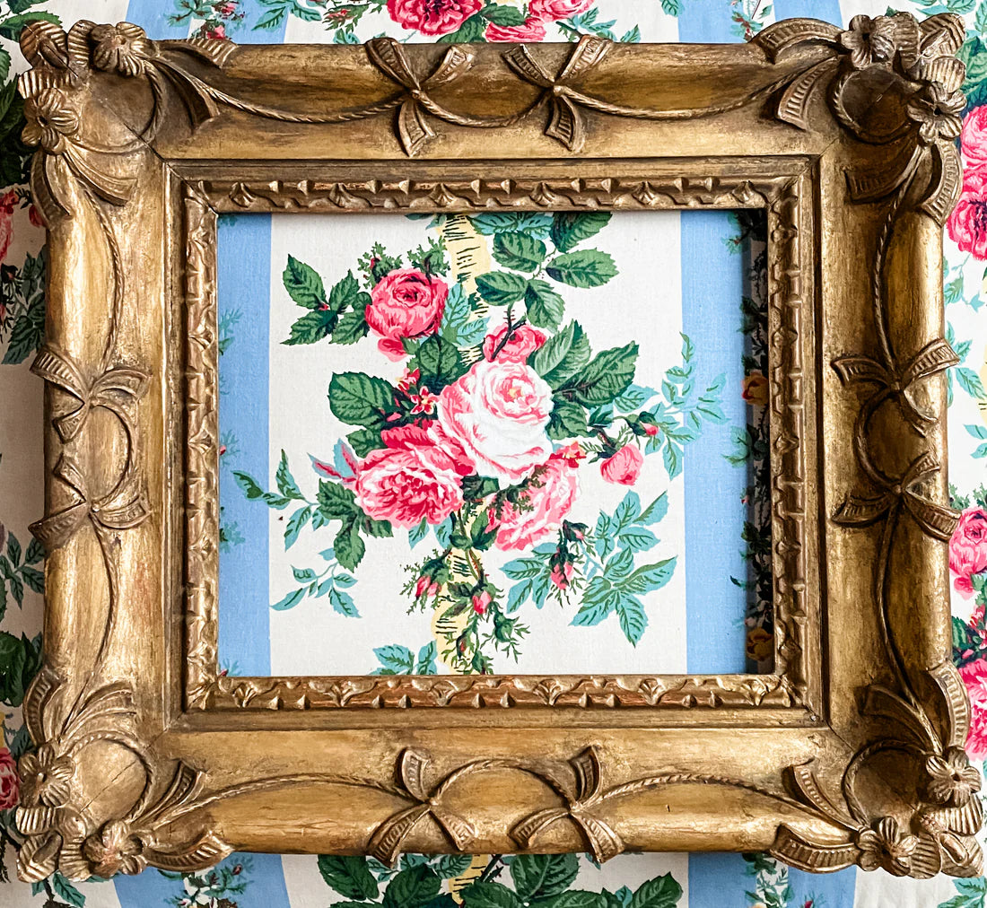 Antique Hand-Carved Florentine Giltwood Ribbon & Bow Frame, Bartolozzi E Maioli, Florence, Italy