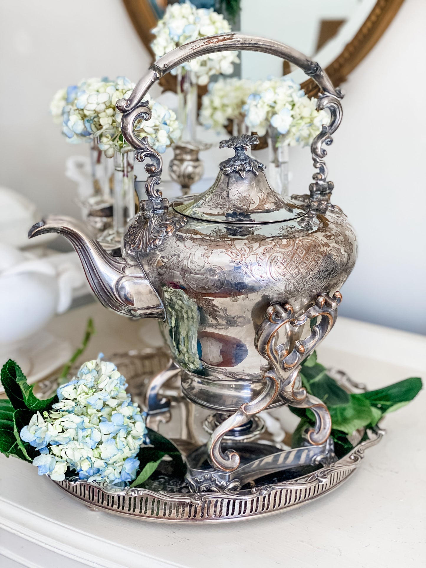 Beautiful Antique Teapot on Stand
