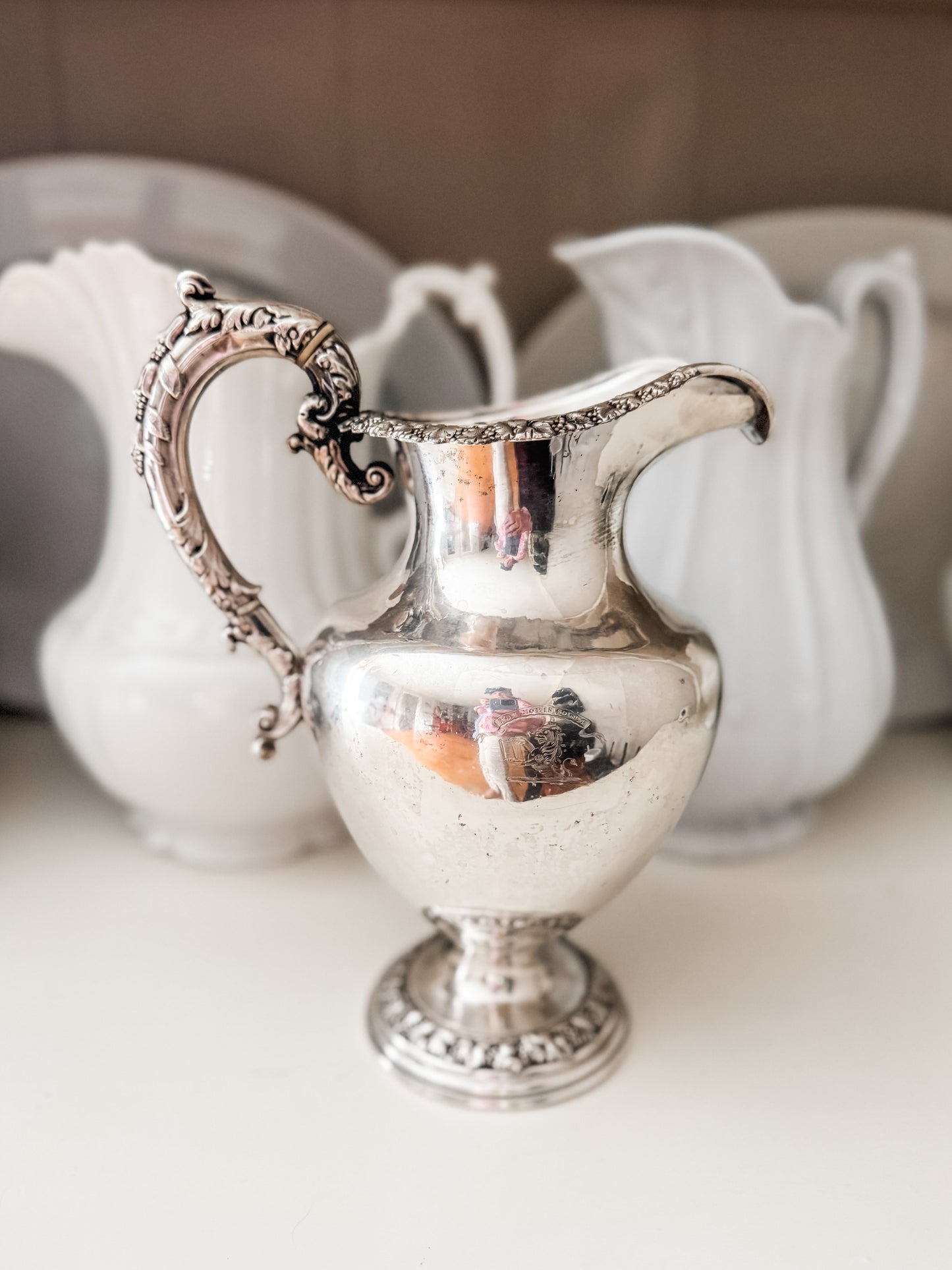 Early Old Sheffield Plate Pitcher with Sterling Cartouche, c. Late 1700s–Early 1800s