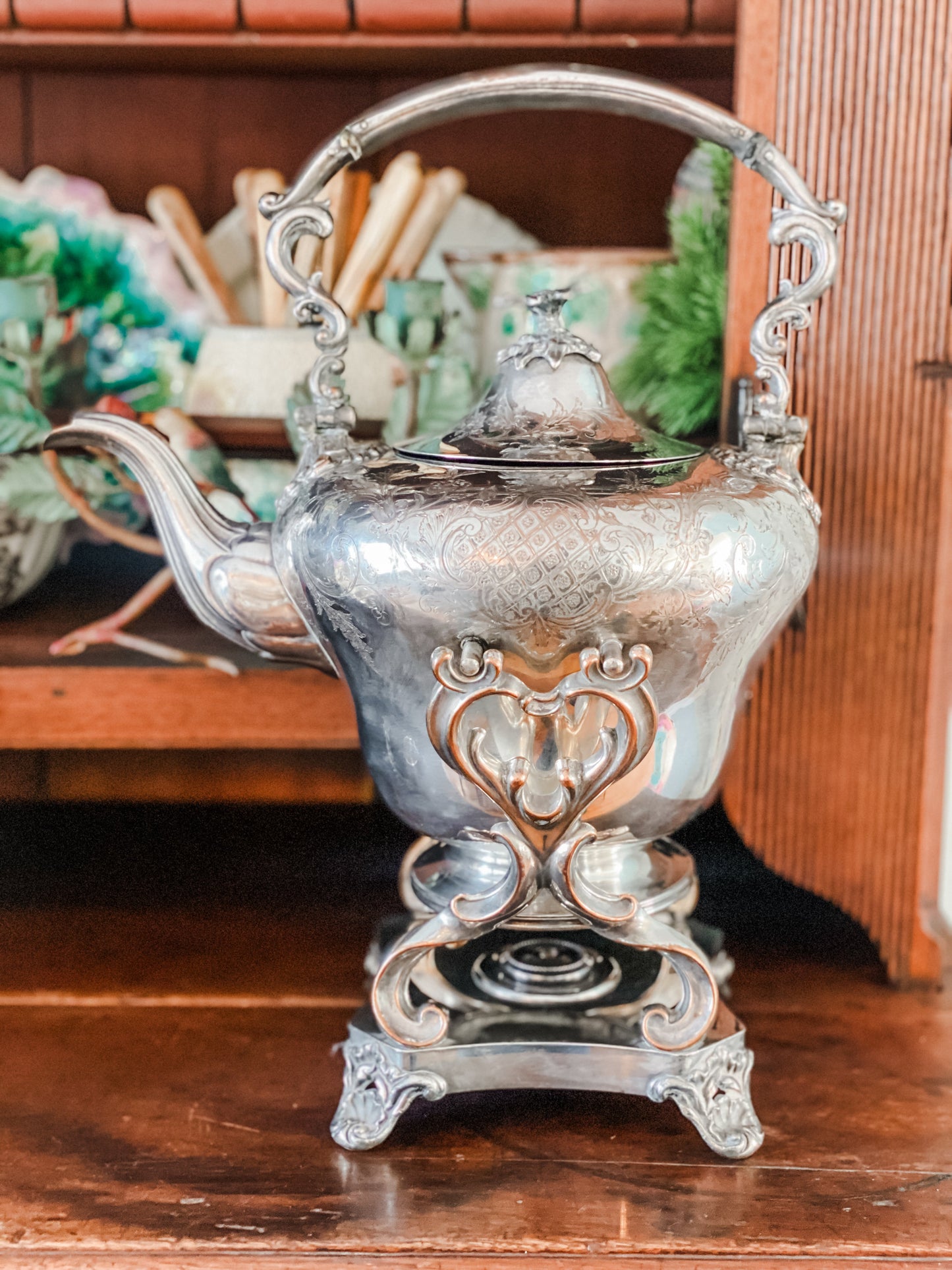 Beautiful Antique Teapot on Stand