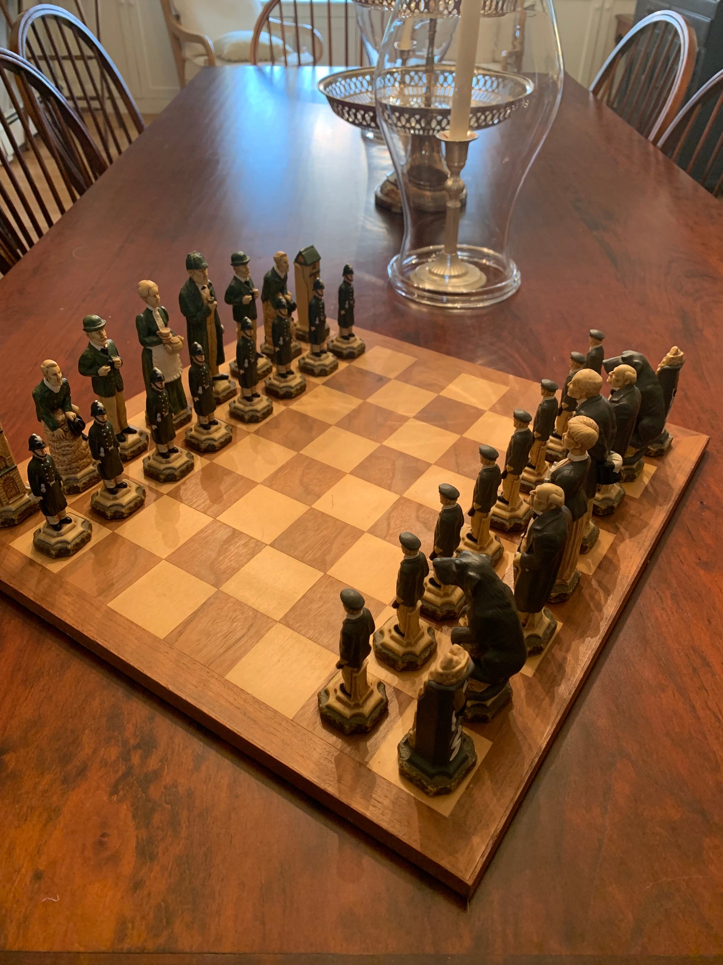 British Sherlock Holmes Chess Set Handmade Studio Anne Carlton worth $1400 new