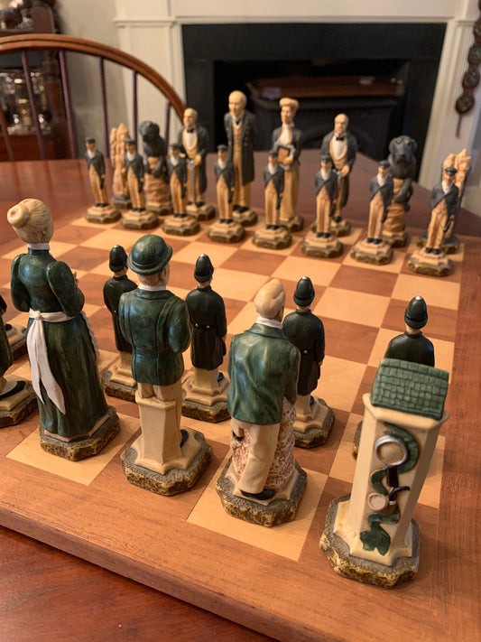 British Sherlock Holmes Chess Set Handmade Studio Anne Carlton worth $1400 new