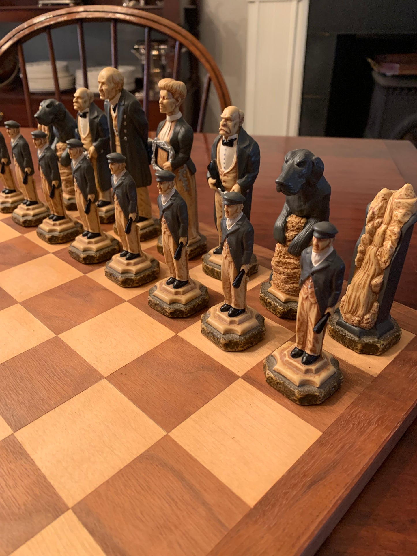 British Sherlock Holmes Chess Set Handmade Studio Anne Carlton worth $1400 new