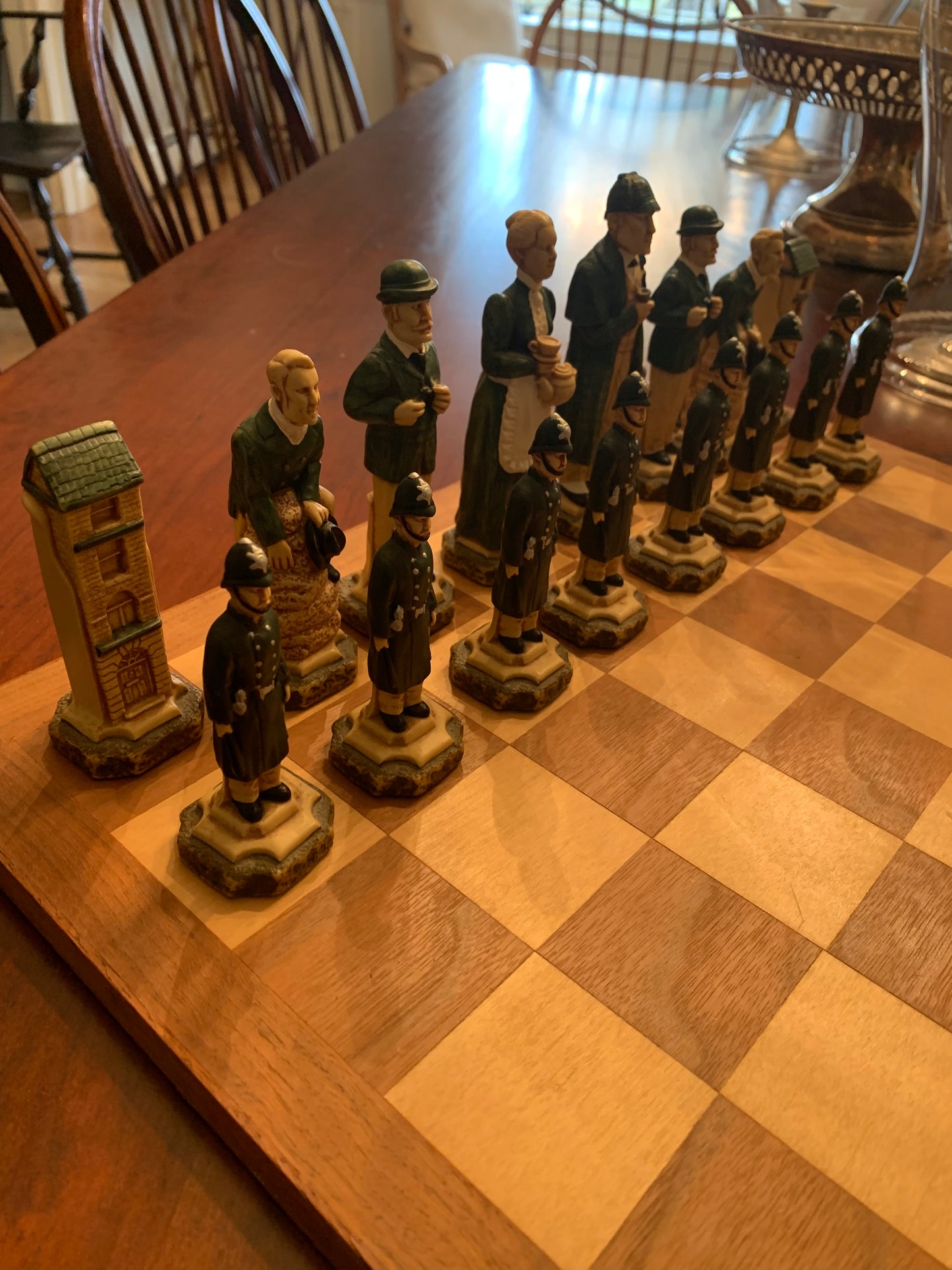 British Sherlock Holmes Chess Set Handmade Studio Anne Carlton worth $1400 new