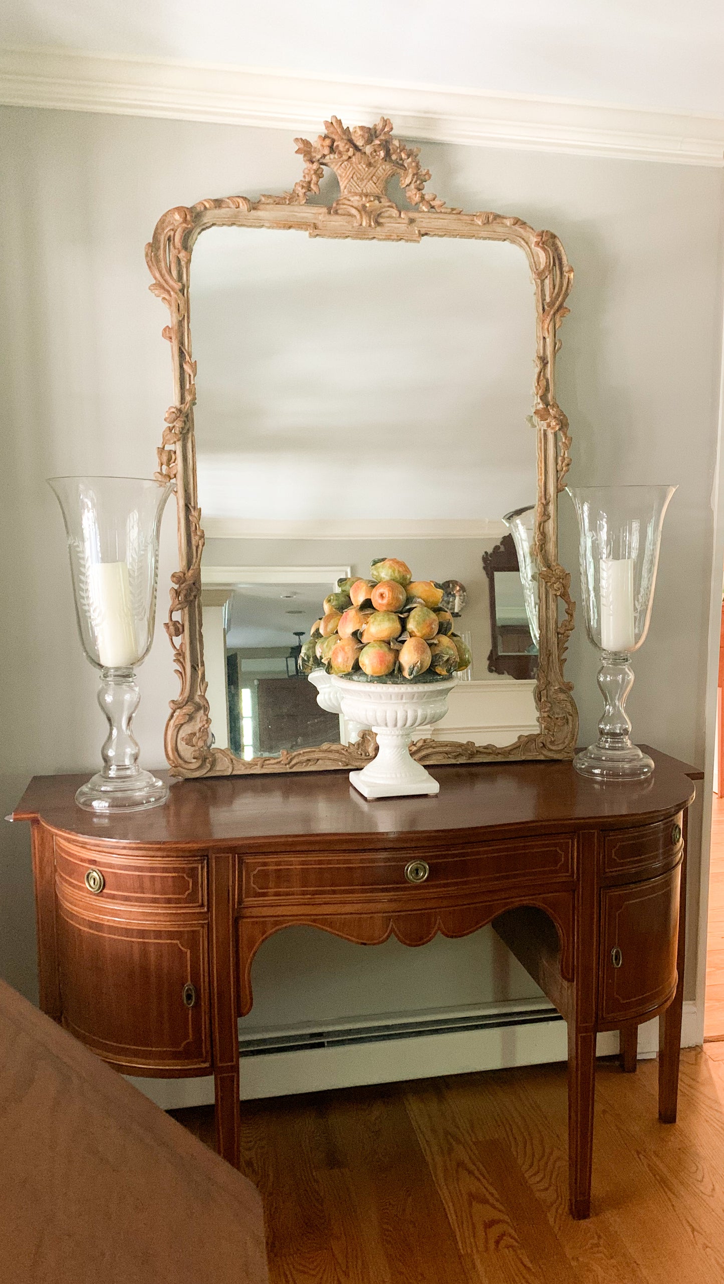 Exceptional Carvers Guild "Panier De Fleur" Mirror Vintage Versailles Finish -18th Century/ Louis XIV Style