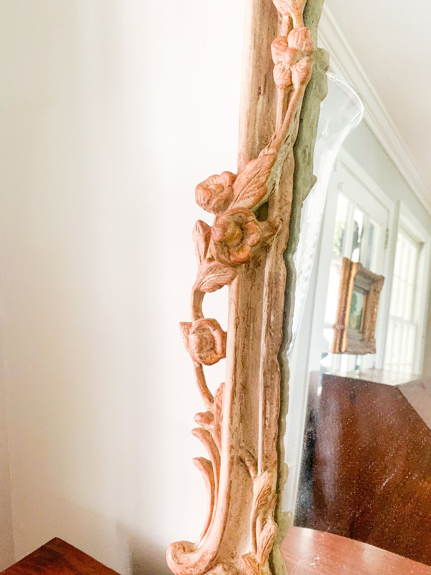 Exceptional Carvers Guild "Panier De Fleur" Mirror Vintage Versailles Finish -18th Century/ Louis XIV Style