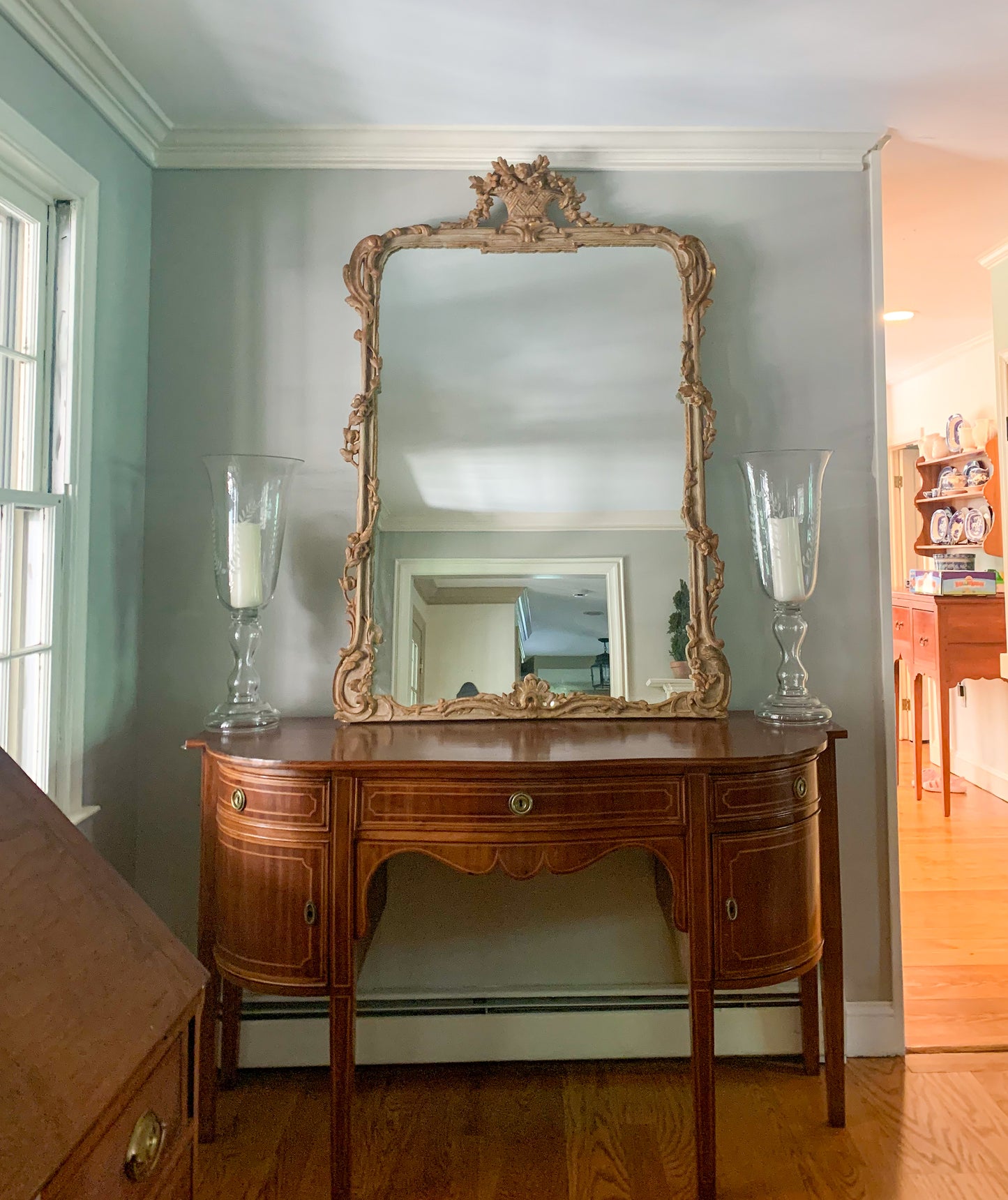 Exceptional Carvers Guild "Panier De Fleur" Mirror Vintage Versailles Finish -18th Century/ Louis XIV Style