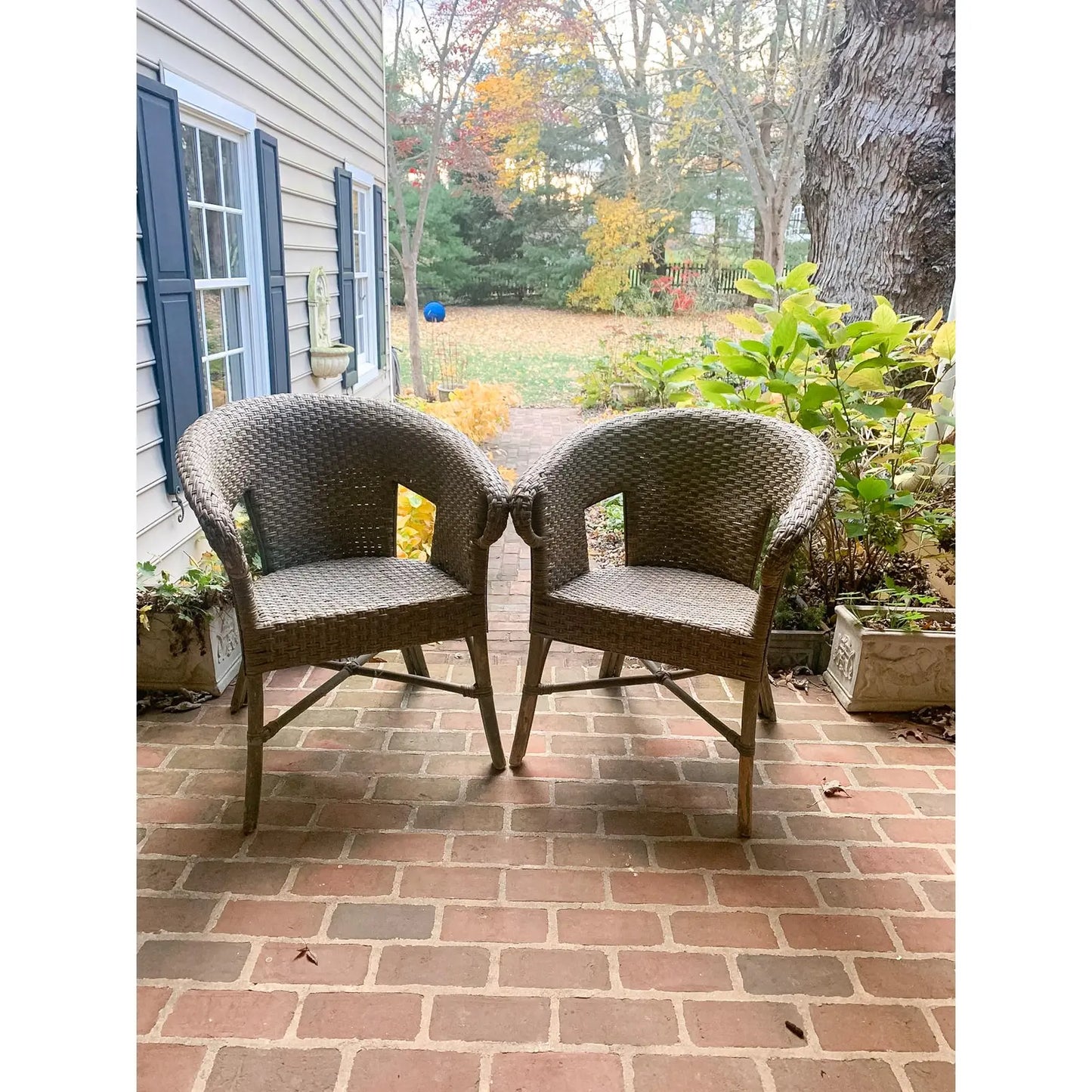 Antique Wicker and Rattan Possibly Victorian Chairs- Pair